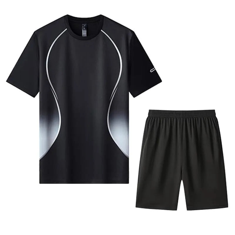Adult Running Sportswear Ice Silk Quick Drying T-shirt Short Sleeve Uniform Fitness Clothes Tracksuit Gym Sports Outfit Clothing