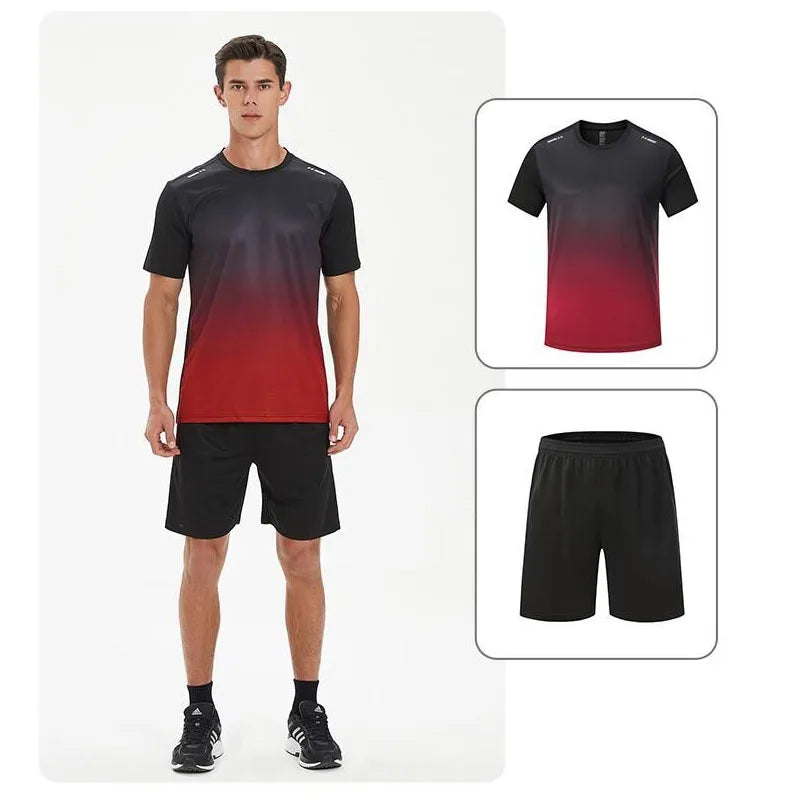 Adult Running Sportswear Ice Silk Quick Drying T-shirt Short Sleeve Uniform Fitness Clothes Tracksuit Gym Sports Outfit Clothing