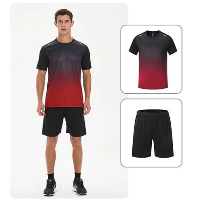 Adult Running Sportswear Ice Silk Quick Drying T-shirt Short Sleeve Uniform Fitness Clothes Tracksuit Gym Sports Outfit Clothing