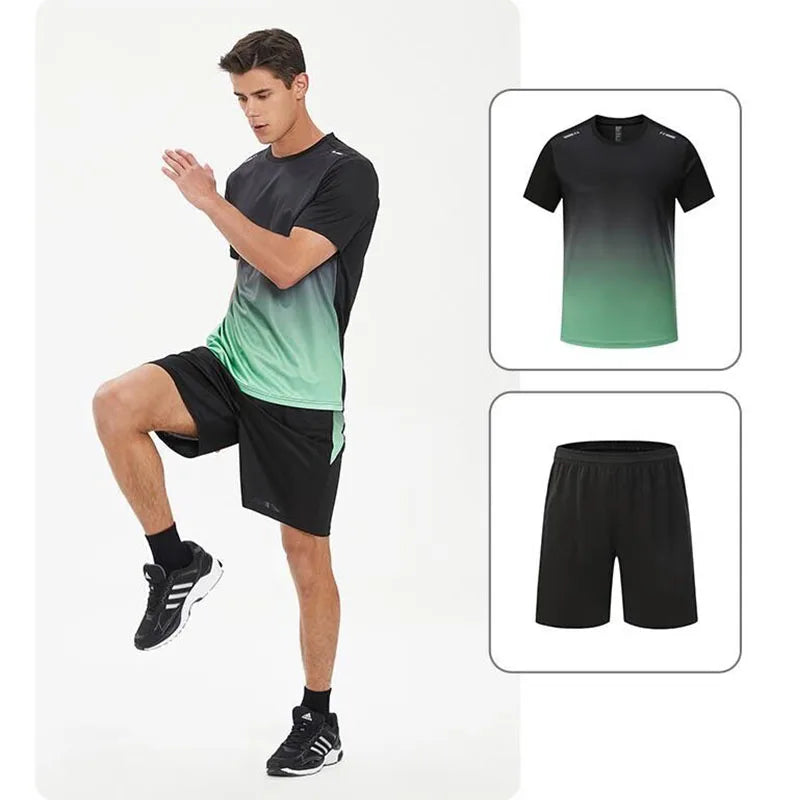 Adult Running Sportswear Ice Silk Quick Drying T-shirt Short Sleeve Uniform Fitness Clothes Tracksuit Gym Sports Outfit Clothing