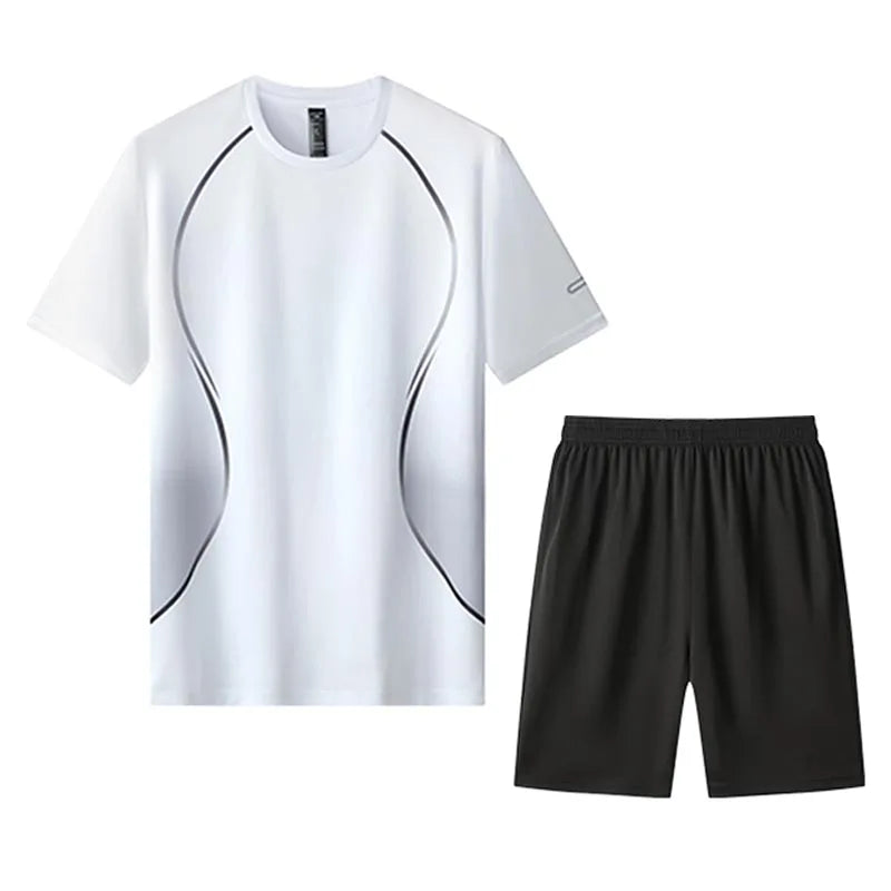 Adult Running Sportswear Ice Silk Quick Drying T-shirt Short Sleeve Uniform Fitness Clothes Tracksuit Gym Sports Outfit Clothing
