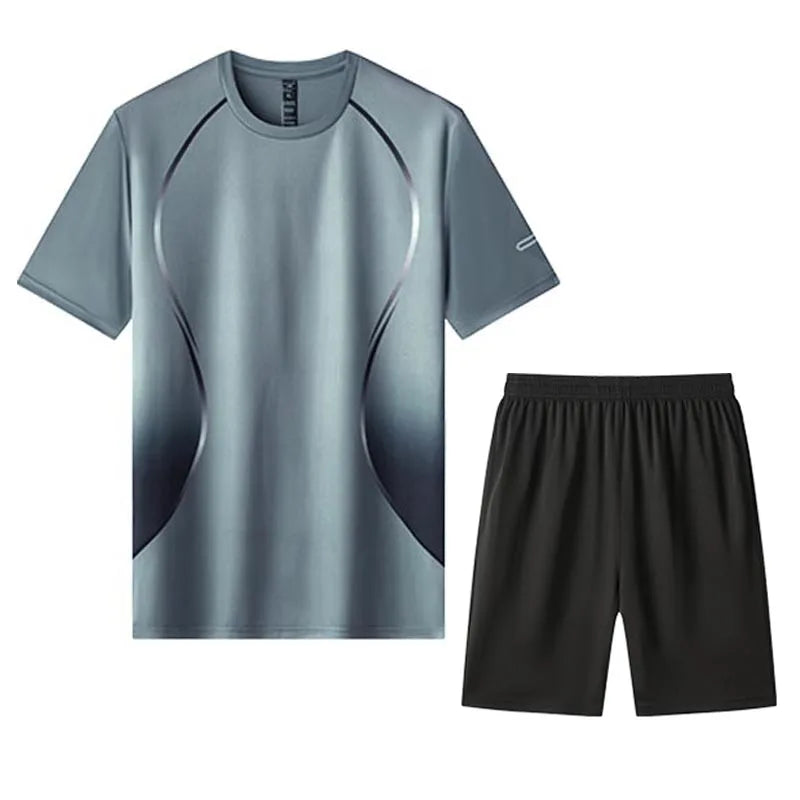 Adult Running Sportswear Ice Silk Quick Drying T-shirt Short Sleeve Uniform Fitness Clothes Tracksuit Gym Sports Outfit Clothing