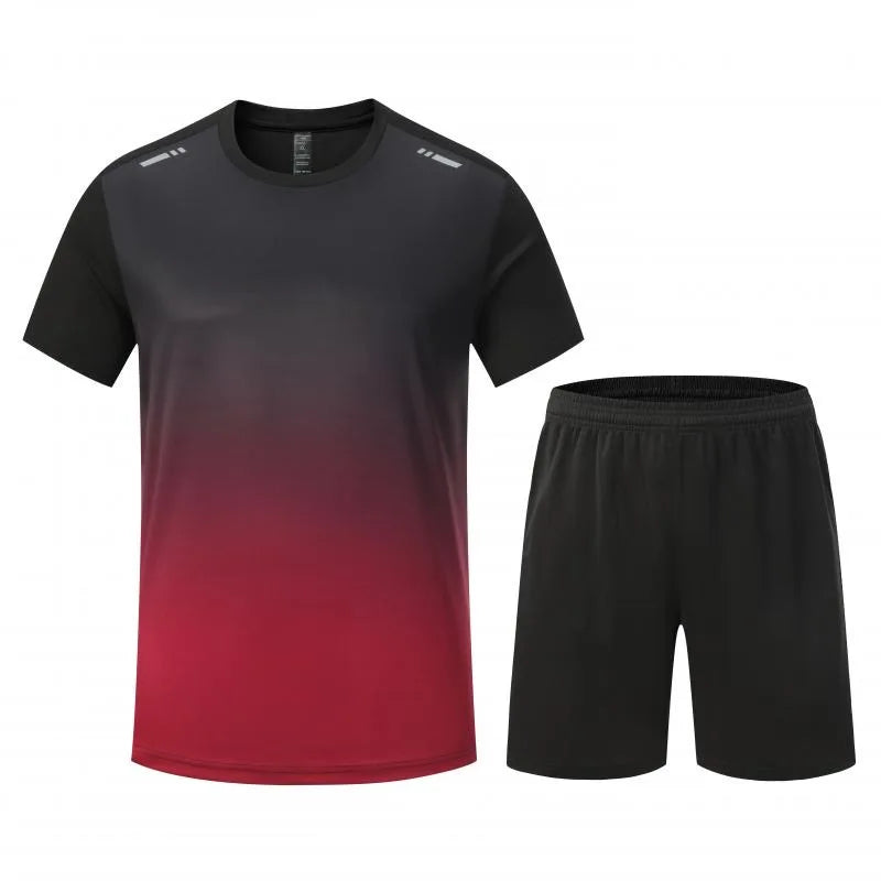 Adult Running Sportswear Ice Silk Quick Drying T-shirt Short Sleeve Uniform Fitness Clothes Tracksuit Gym Sports Outfit Clothing