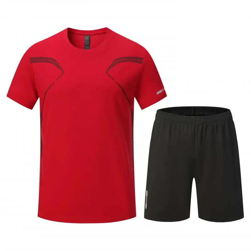 Adult Running Sportswear Ice Silk Quick Drying T-shirt Short Sleeve Uniform Fitness Clothes Tracksuit Gym Sports Outfit Clothing