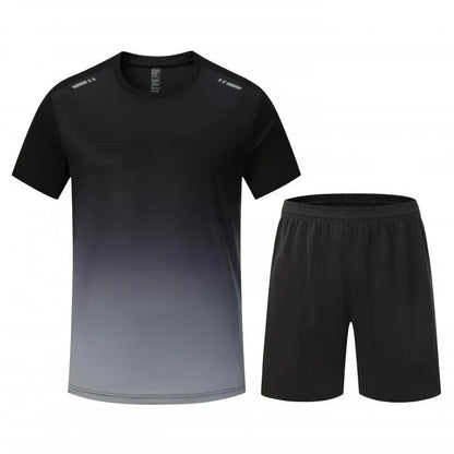 Adult Running Sportswear Ice Silk Quick Drying T-shirt Short Sleeve Uniform Fitness Clothes Tracksuit Gym Sports Outfit Clothing