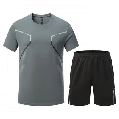 Adult Running Sportswear Ice Silk Quick Drying T-shirt Short Sleeve Uniform Fitness Clothes Tracksuit Gym Sports Outfit Clothing