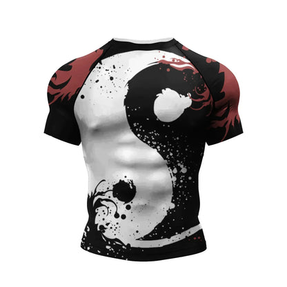 New 3D Print Sports Training T-Shirt Men Quick Dry Breathable Oversized Boxing Jiu Jitsu Uniform Tops